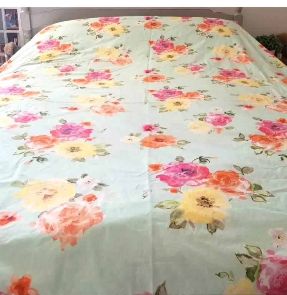 Pottery Barn Junk Gypsy Blue Colorful Spring Blooms Full Queen Duvet Cover - Picture 2 of 7